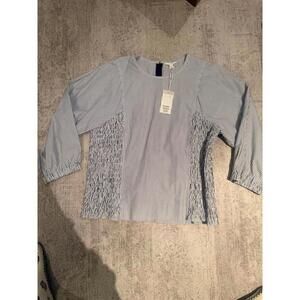 NWT COS Striped Long Sleeve Blouse With Smocked Sides Size 14